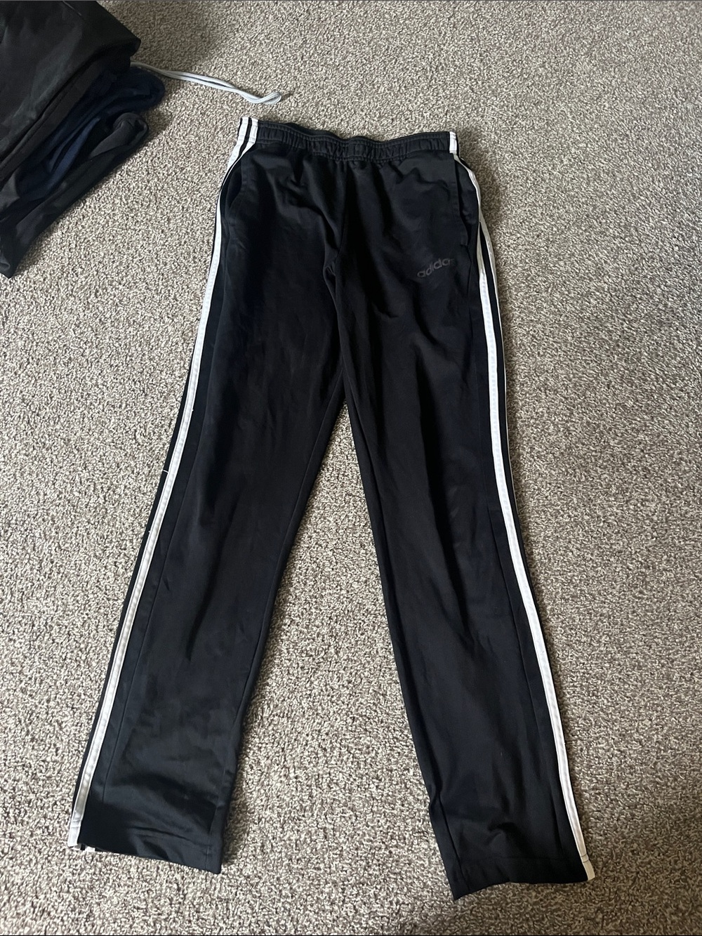 adidas Black Track Pants with White Side Stripes